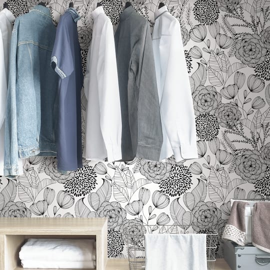 NuWallpaper Black Secret Garden Peel & Stick Wallpaper